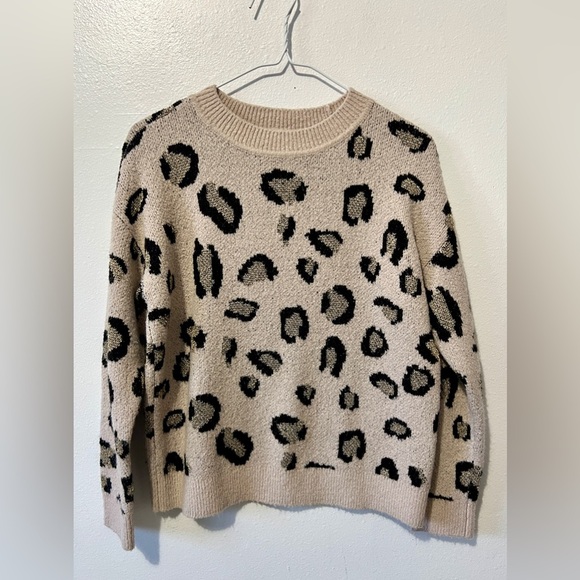 Anne Klein Metallic Fuzzy Leopard Sweater - Small - Picture 2 of 7